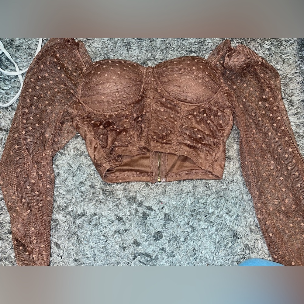 Swiss dot smocked crop top